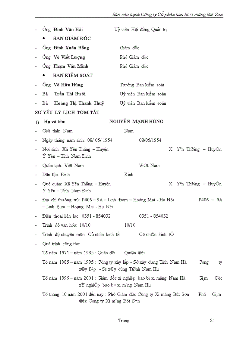 image for page Bản cáo bạch ng ty Cổ phần bao bì xi măng Bút Sơn