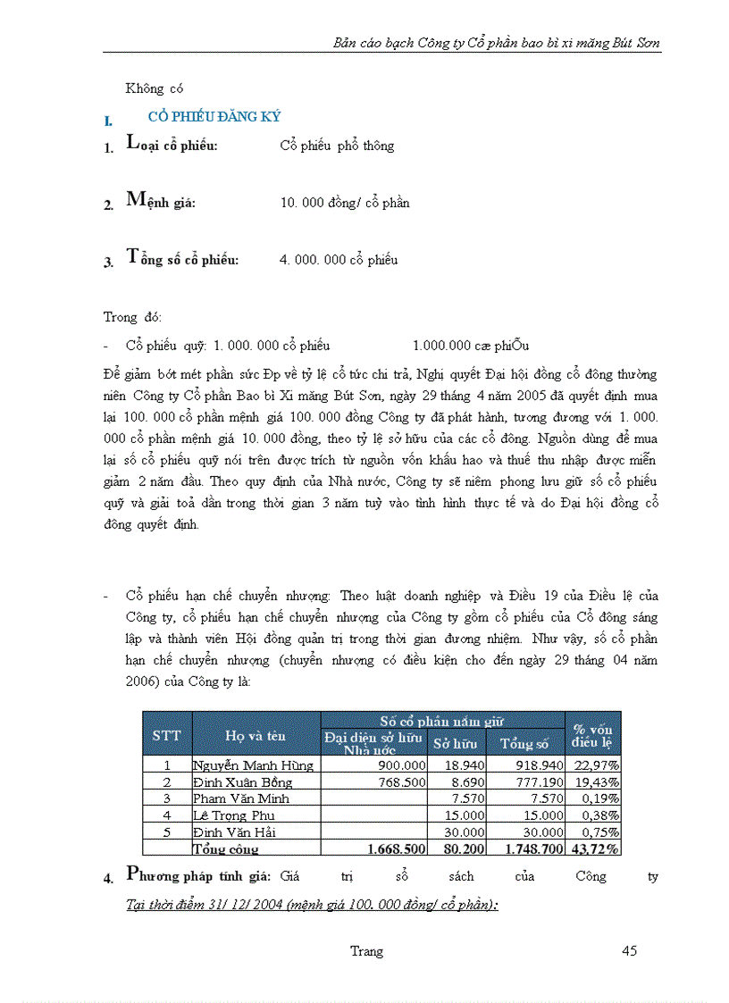 image for page Bản cáo bạch ng ty Cổ phần bao bì xi măng Bút Sơn