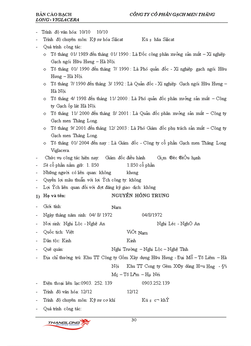 image for page Bản cáo bạch Công ty cổ phần gạch men thăng long viglacera