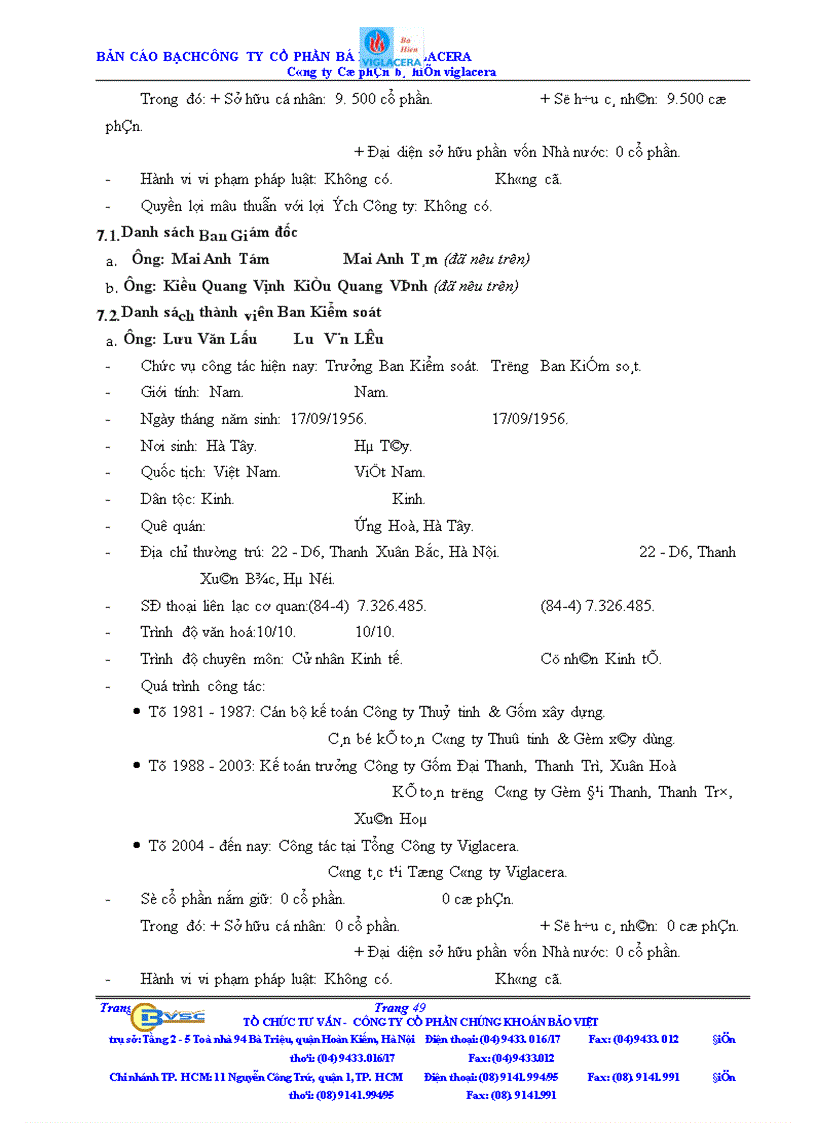image for page Bản cáo bạch công ty Cổ phần bá hiến viglacera