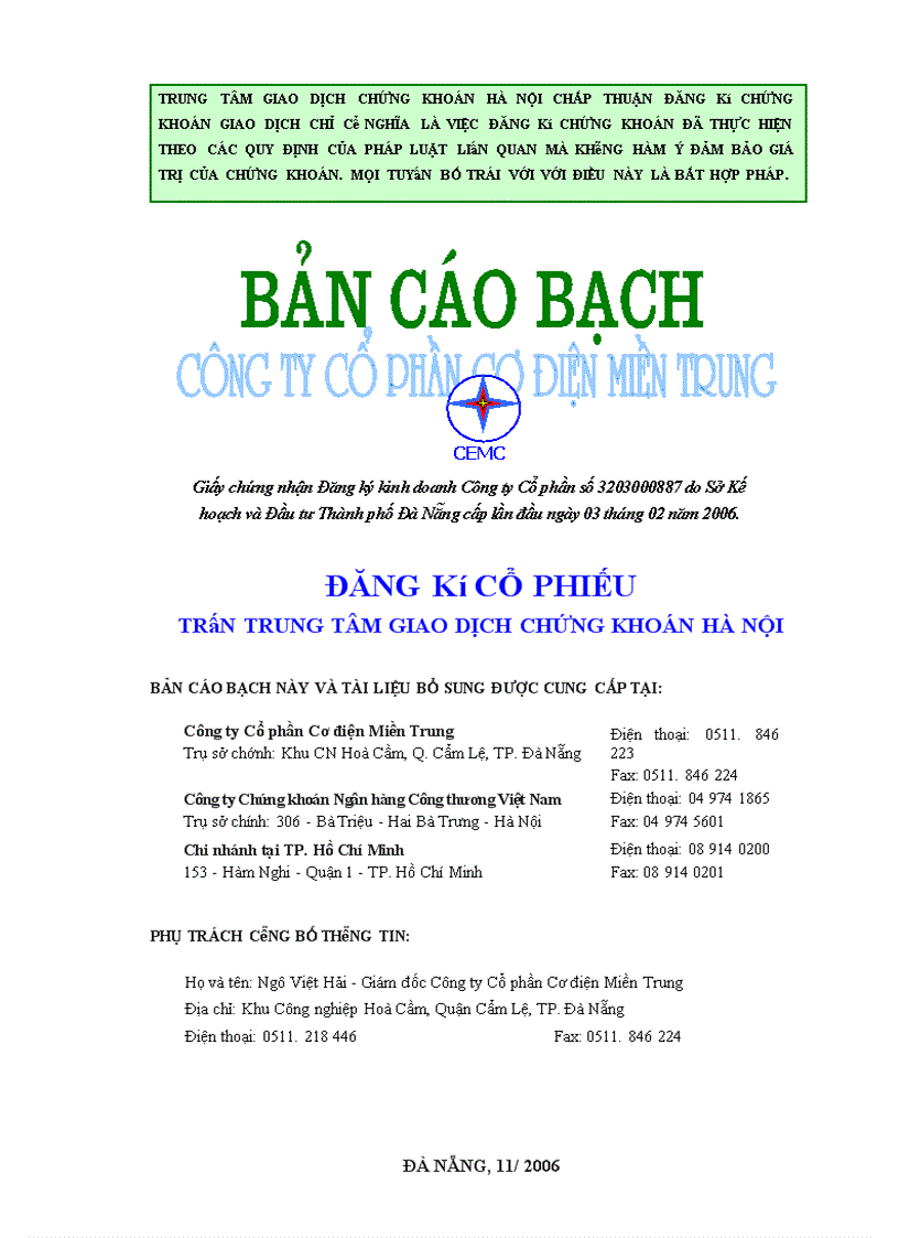 image for page Bản cáo bạch công ty cổ phần cơ điện miền trung