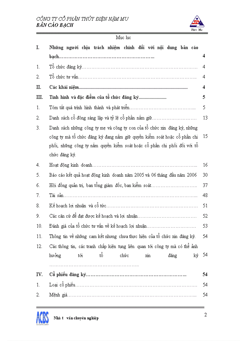 image for page Bản cáo bạch công ty Cổ phần thủy điện Nậm Mu