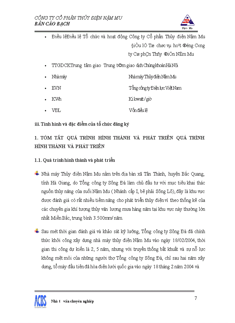 image for page Bản cáo bạch công ty Cổ phần thủy điện Nậm Mu