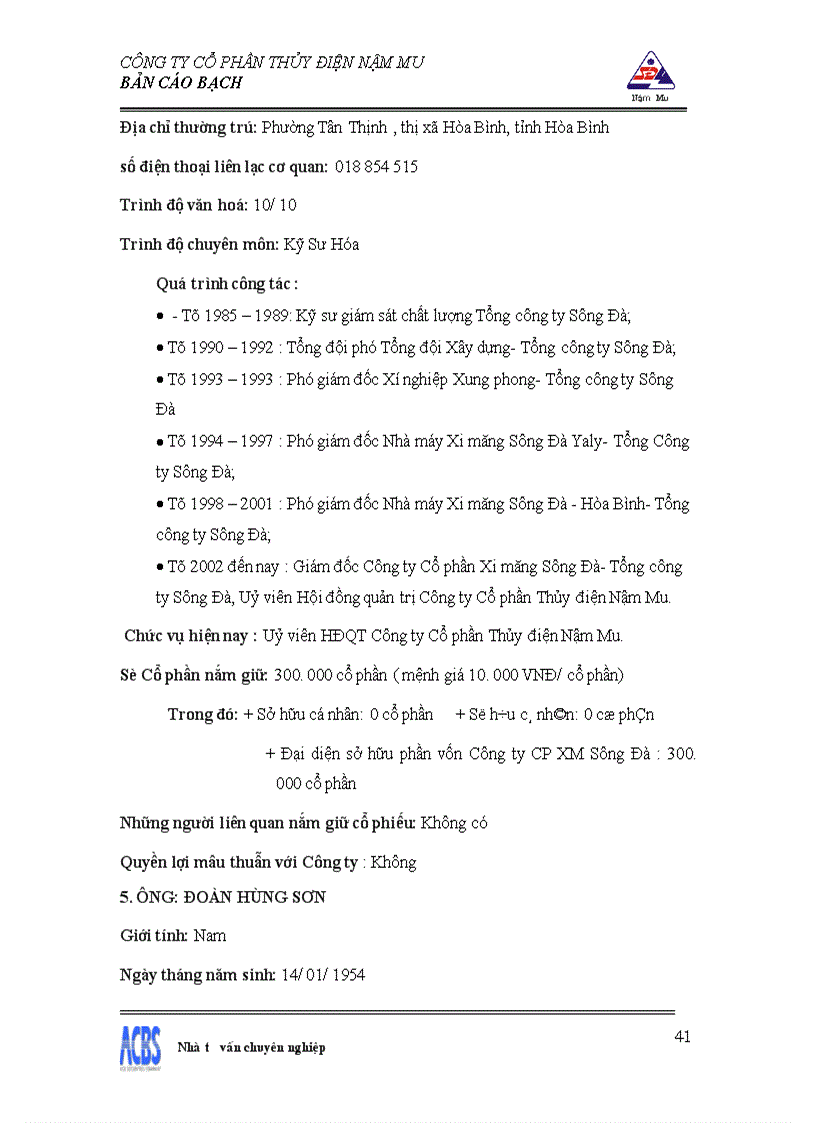 image for page Bản cáo bạch công ty Cổ phần thủy điện Nậm Mu