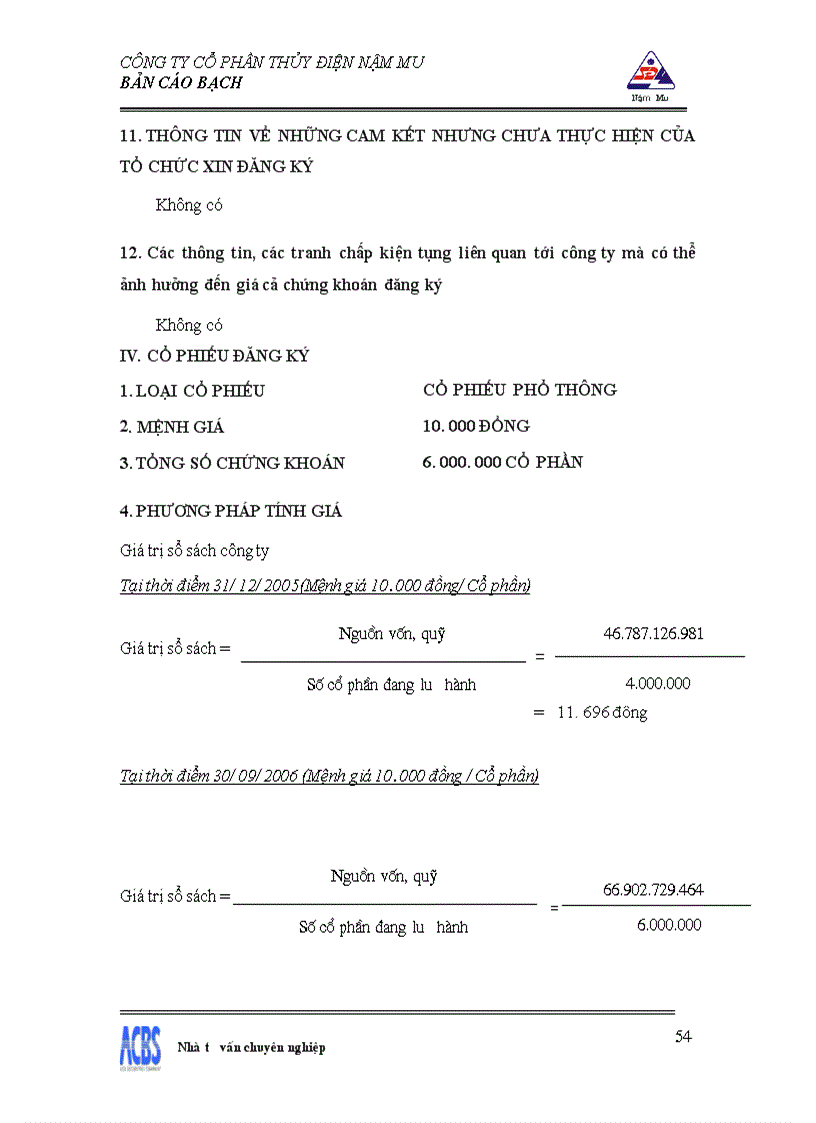 image for page Bản cáo bạch công ty Cổ phần thủy điện Nậm Mu