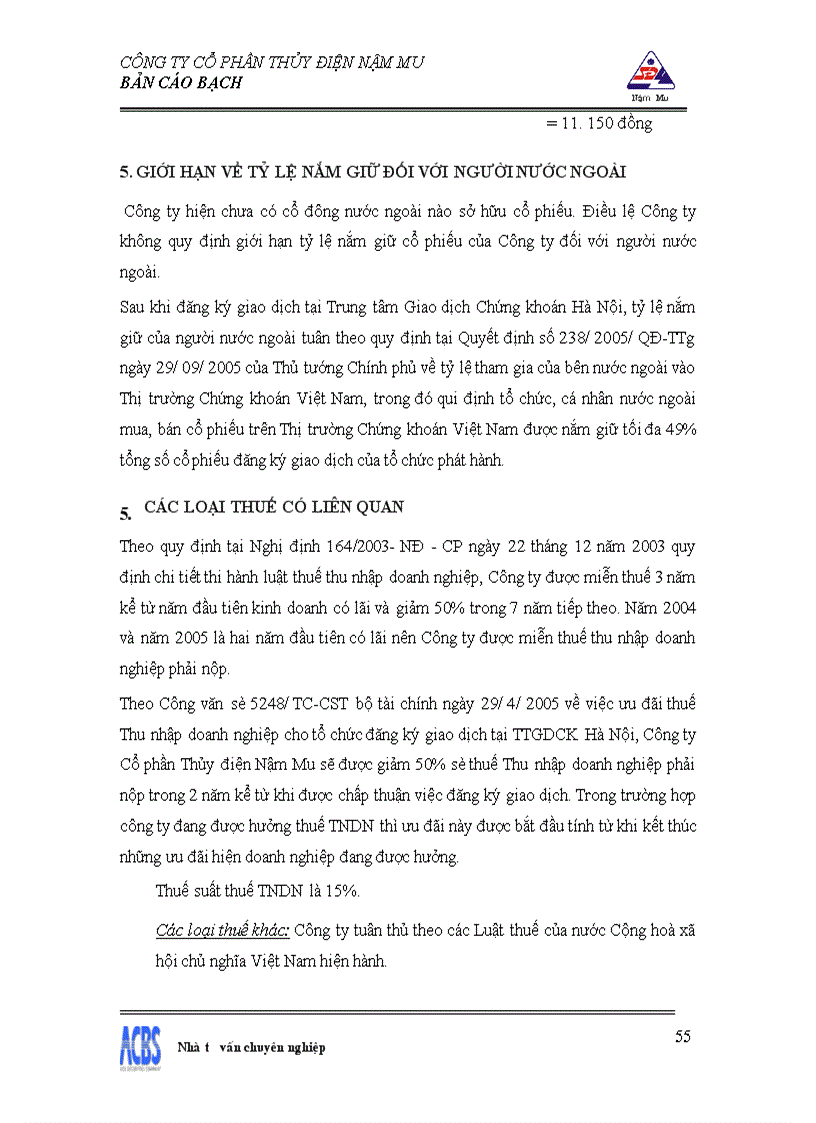 image for page Bản cáo bạch công ty Cổ phần thủy điện Nậm Mu