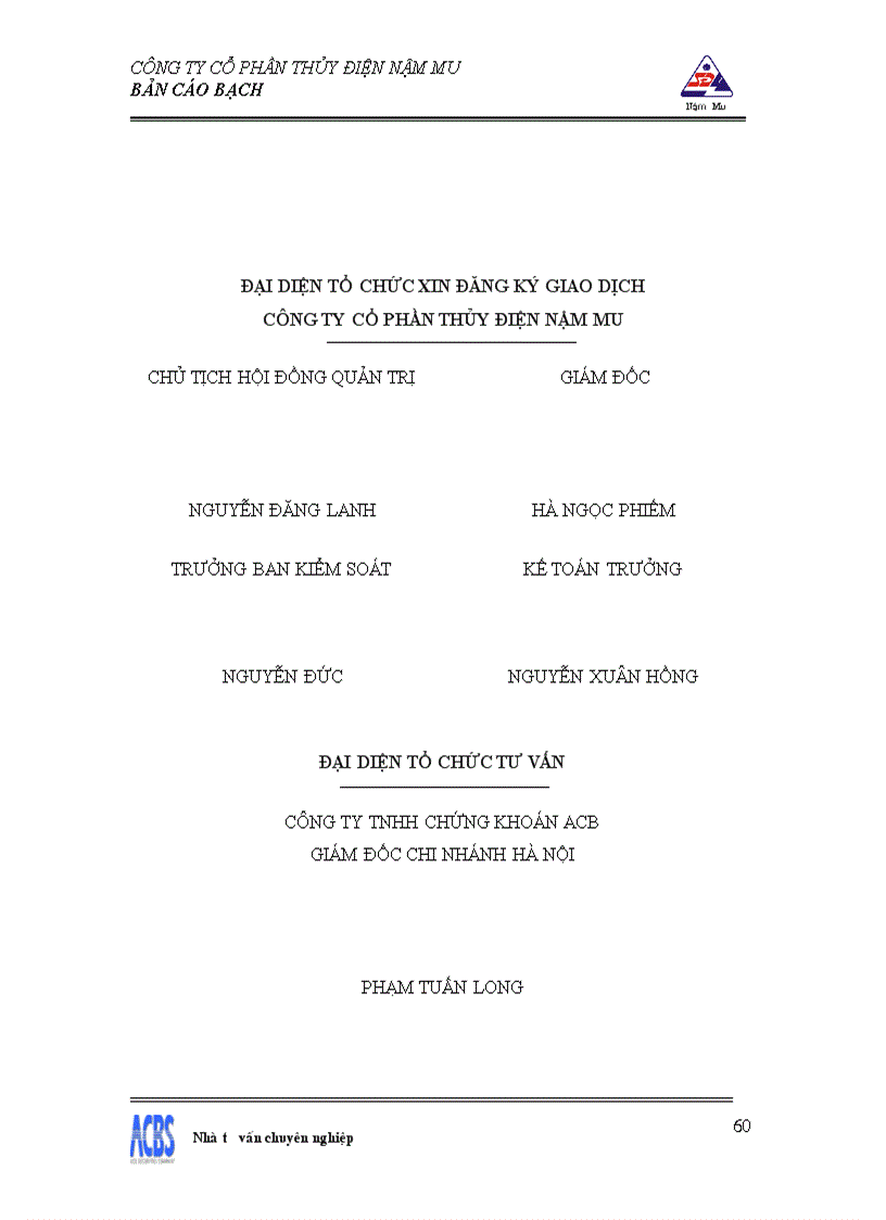 image for page Bản cáo bạch công ty Cổ phần thủy điện Nậm Mu