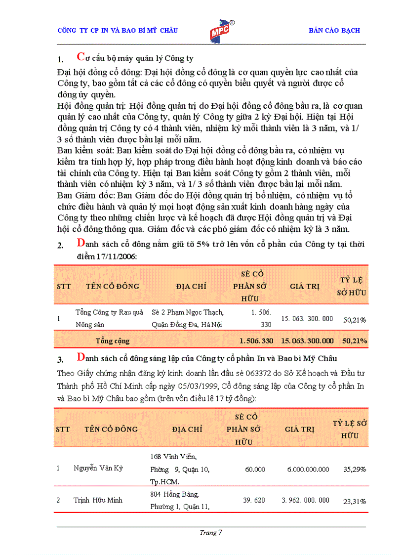 image for page Bản cáo bạch Công ty cổ phần In và Bao bì Mỹ Châu