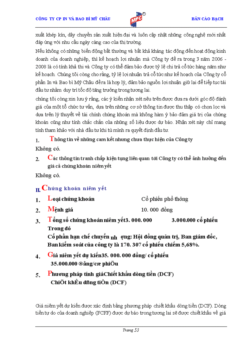 image for page Bản cáo bạch Công ty cổ phần In và Bao bì Mỹ Châu