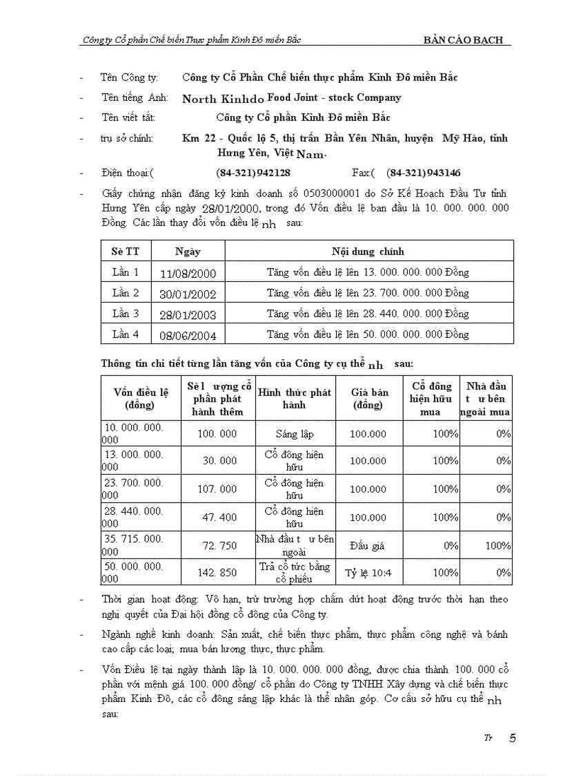 image for page Bản cáo bạch Công ty Cổ phần Chế biến thực phẩm Kinh Đô miền Bắc