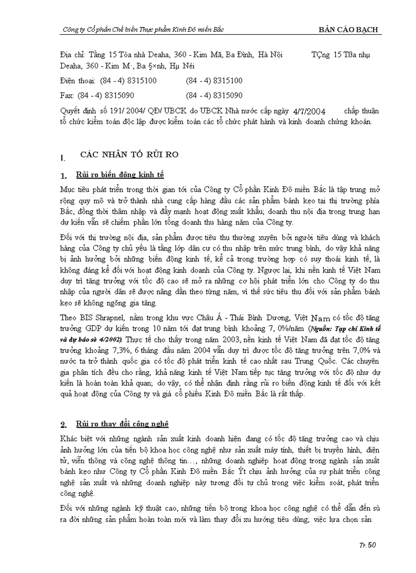 image for page Bản cáo bạch Công ty Cổ phần Chế biến thực phẩm Kinh Đô miền Bắc