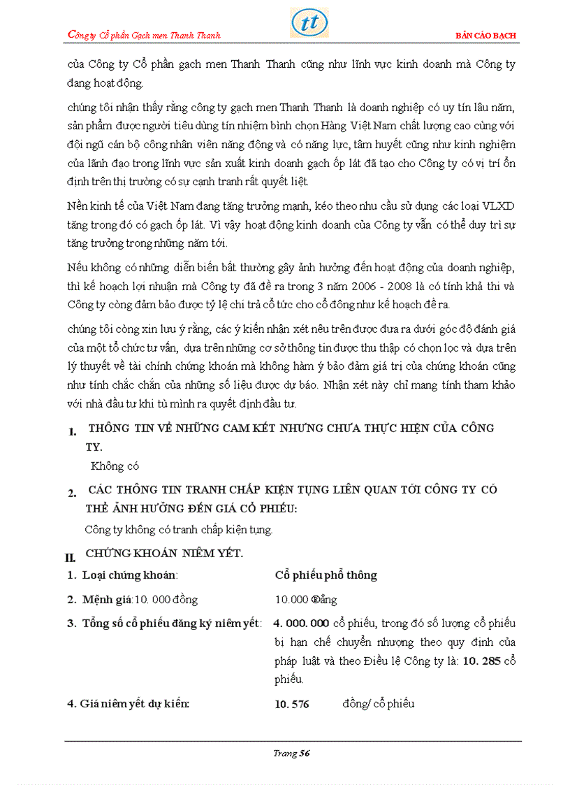 image for page Bản cáo bạch công ty Cổ phần Gạch men Thanh Thanh