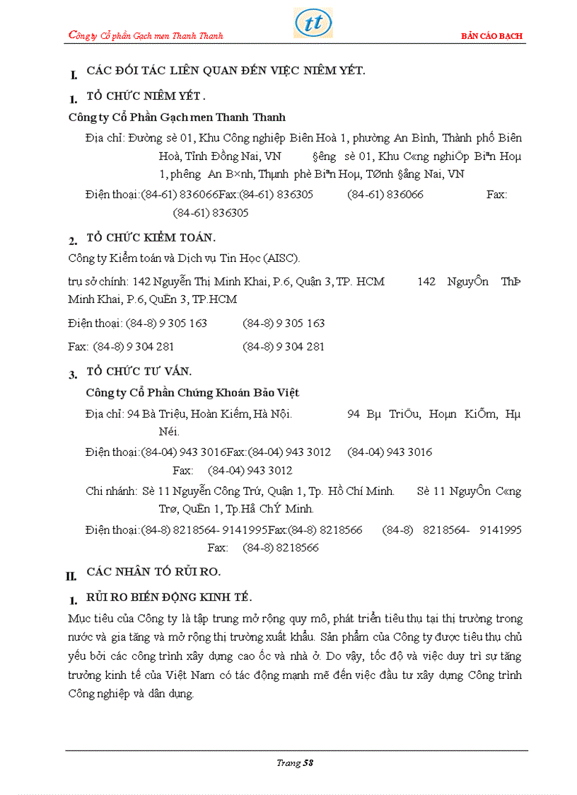 image for page Bản cáo bạch công ty Cổ phần Gạch men Thanh Thanh