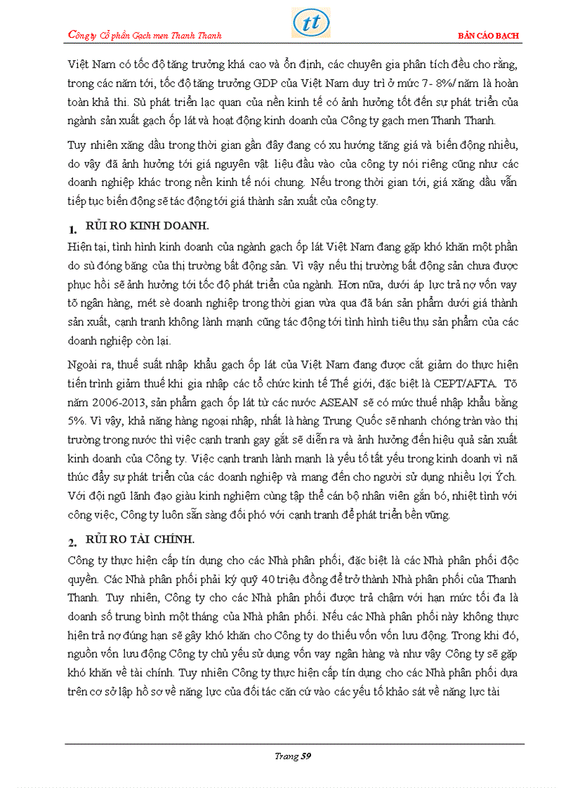 image for page Bản cáo bạch công ty Cổ phần Gạch men Thanh Thanh