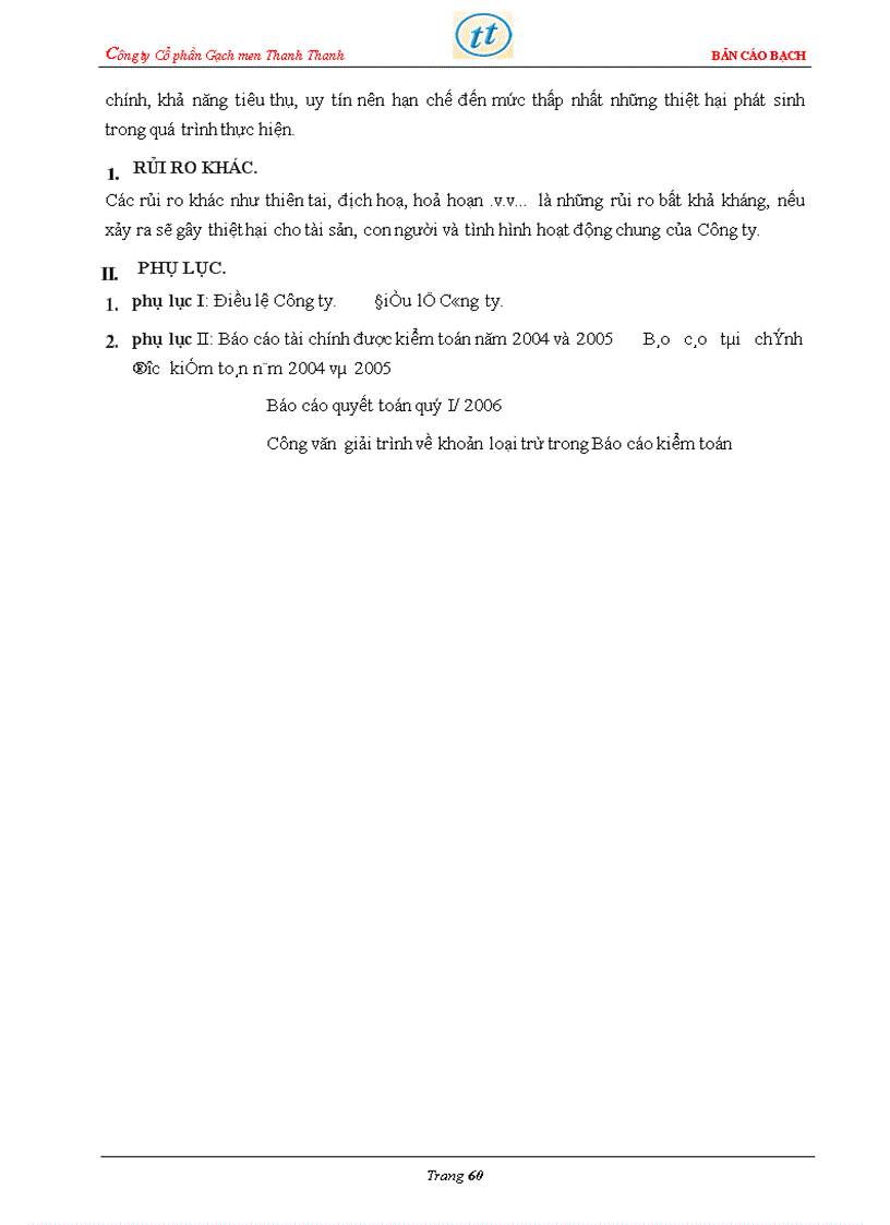 image for page Bản cáo bạch công ty Cổ phần Gạch men Thanh Thanh