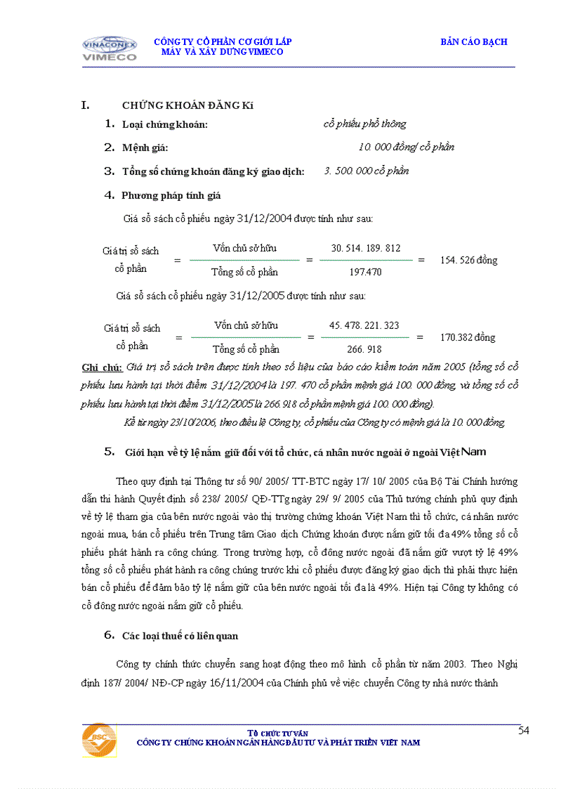 image for page Bản cáo bạch Công ty cổ phần Cơ giới Lắp máy và Xây dựng