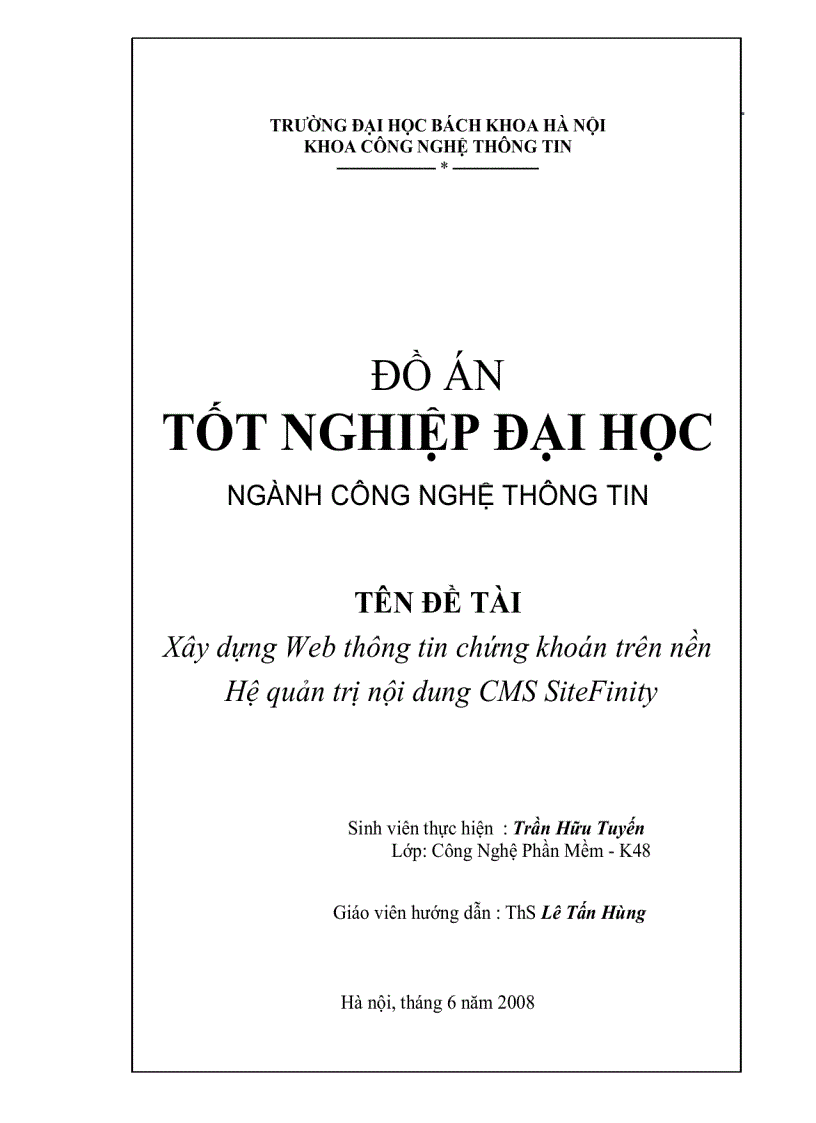 image for page Xây dựng Web thông tin chứng khoán trên nền CMS Hệ quản trị nội dung SiteFinity Nội dung đồ án Phần 1