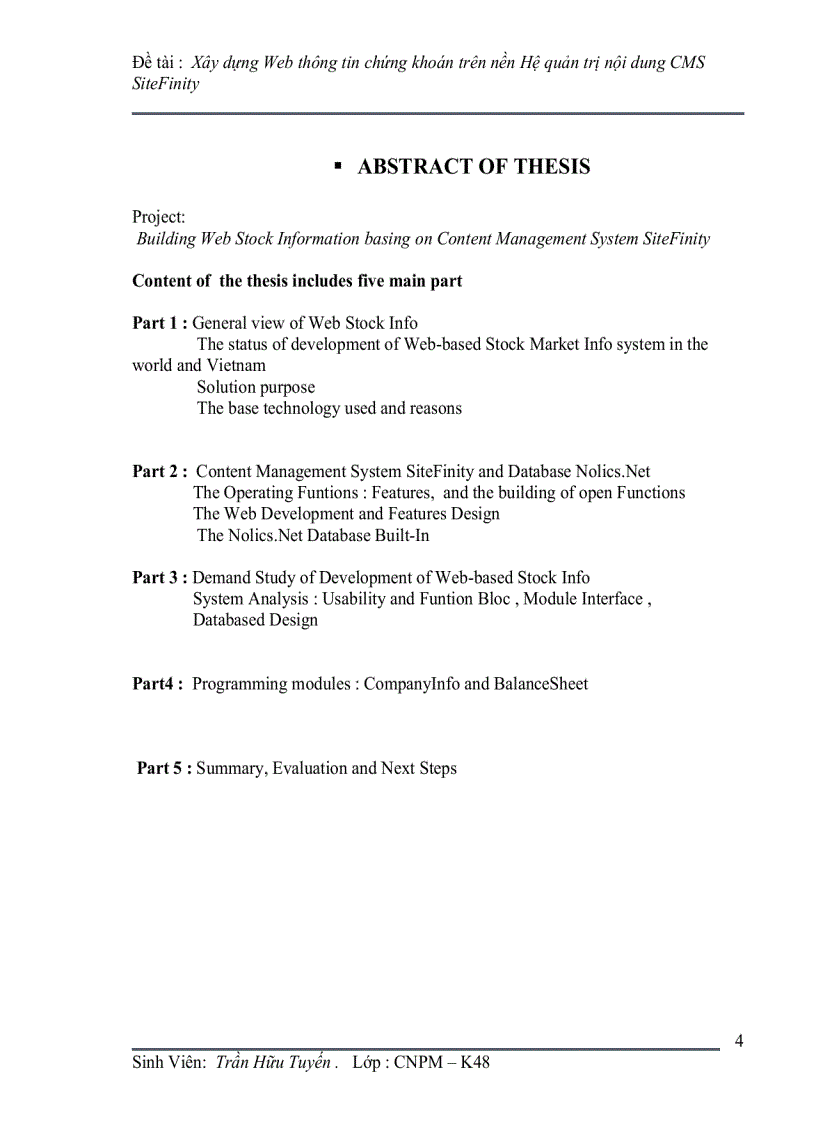 Xây dựng Web thông tin chứng khoán trên nền CMS Hệ quản trị nội dung SiteFinity Nội dung đồ án Phần 1