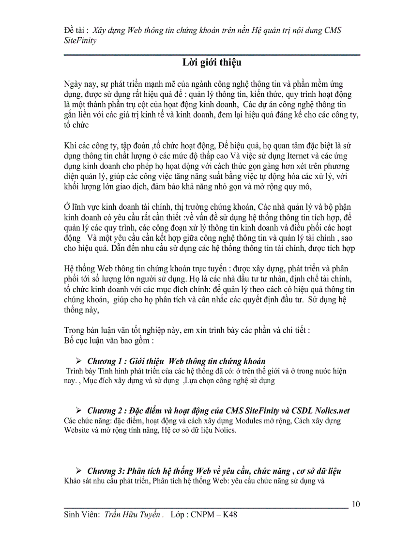 image for page Xây dựng Web thông tin chứng khoán trên nền CMS Hệ quản trị nội dung SiteFinity Nội dung đồ án Phần 1