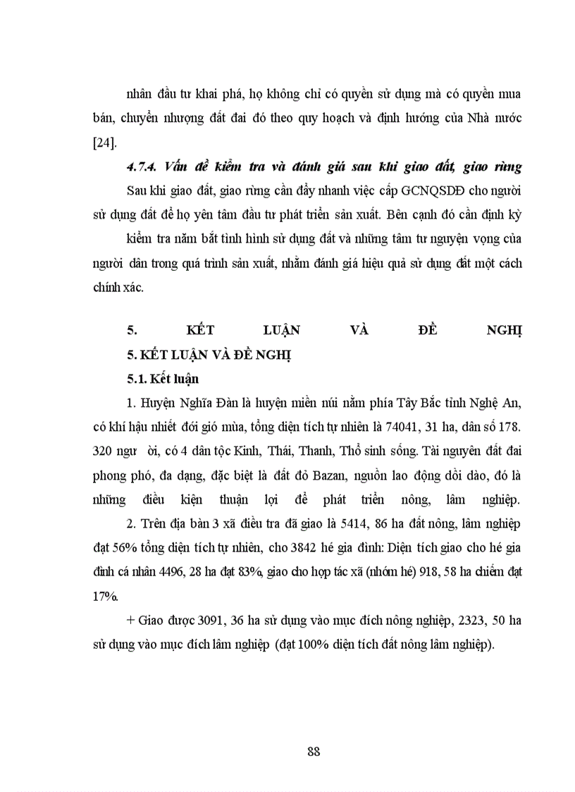 image for page Đánh giá tác động của chính sách giao đất, giao rừng đến hiệu quả sử dụng đất của nông hộ trên địa bàn huyện Nghĩa Đàn - Tỉnh Nghệ An