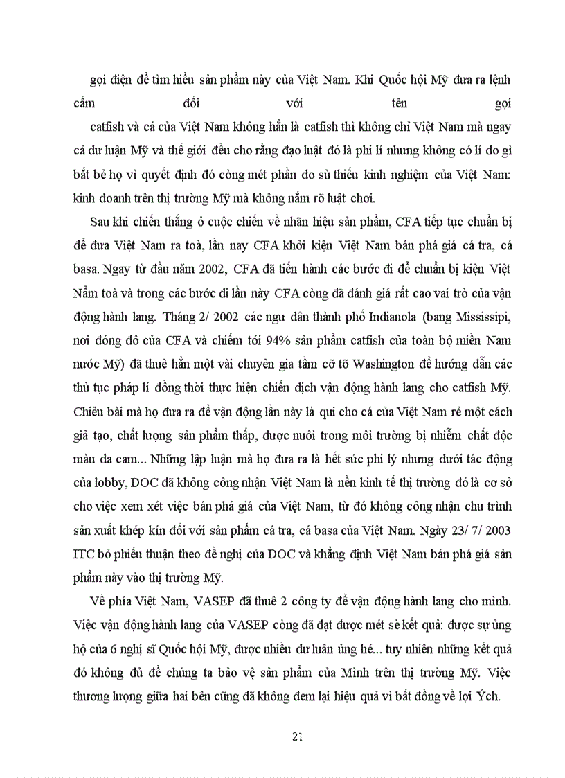 image for page Ănh hưởng của vận động hành lang tới vụ kiện cá tra, cá basa của Việt Nam