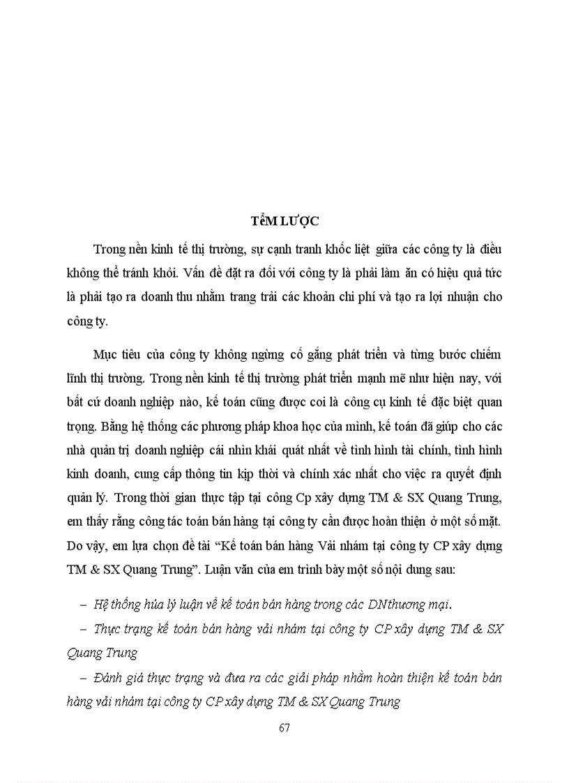 image for page Kế toán bán hàng Vải nhám tại công ty CP xâu dựng TM & SX Quang Trung