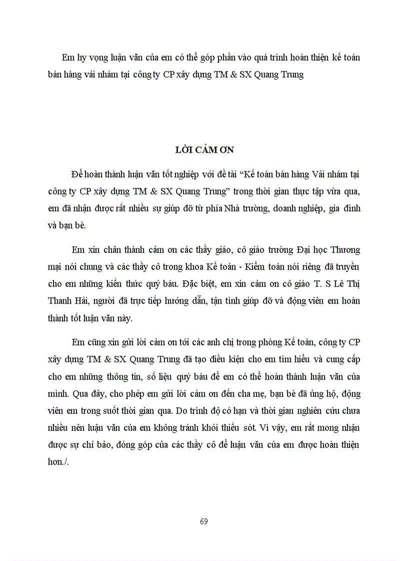 image for page Kế toán bán hàng Vải nhám tại công ty CP xâu dựng TM & SX Quang Trung