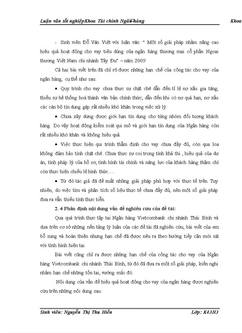 image for page Hiệu quả hoạt động cho vay tại Ngân hàng thương mại cổ phần Ngoại thương Việt Nam chi nhánh TháiBình
