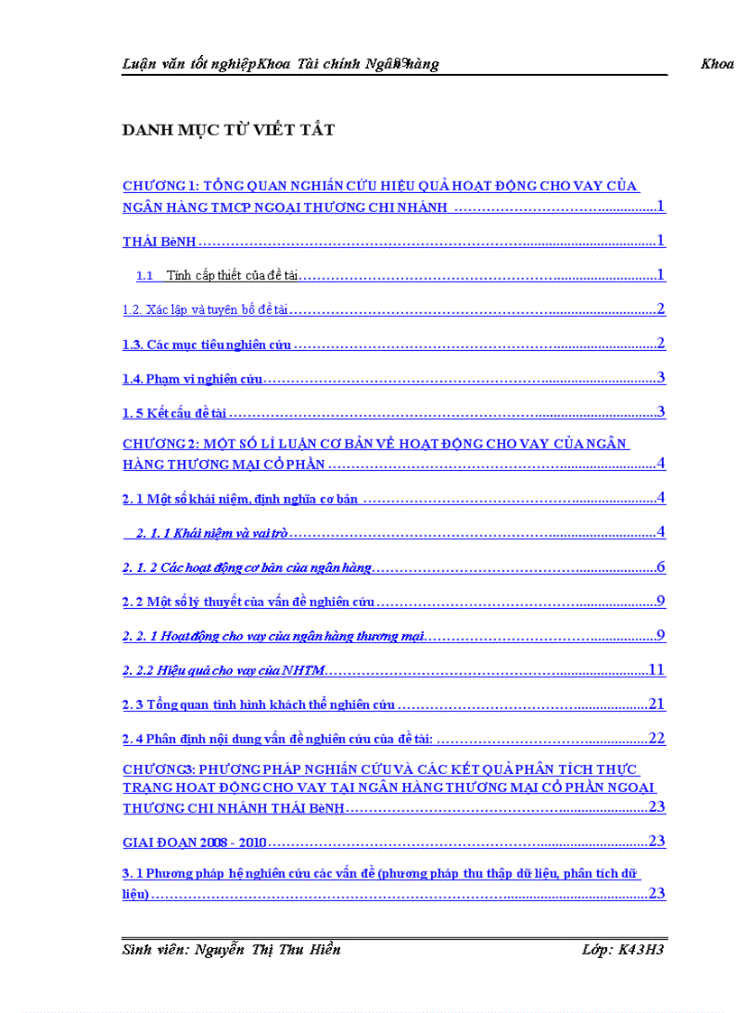 image for page Hiệu quả hoạt động cho vay tại Ngân hàng thương mại cổ phần Ngoại thương Việt Nam chi nhánh TháiBình