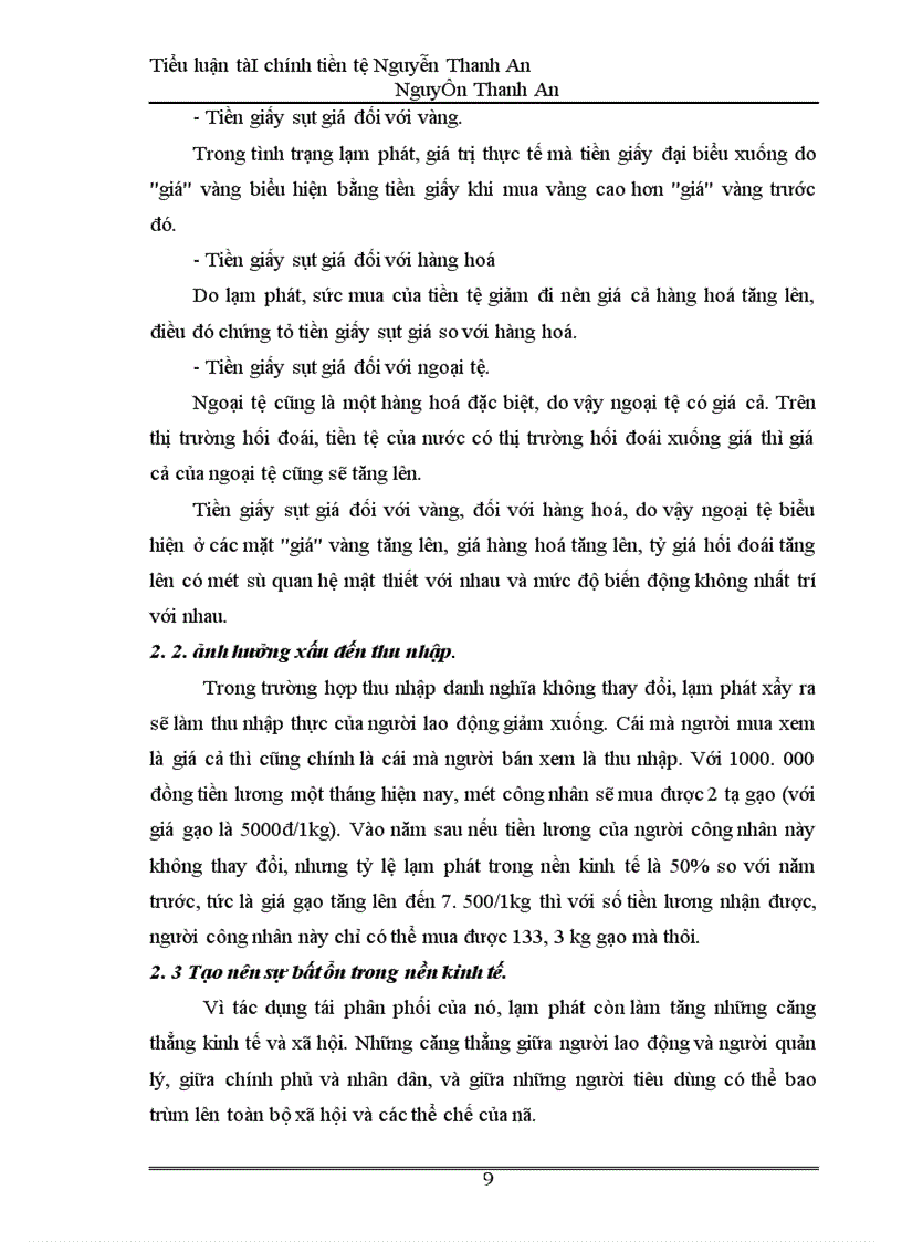 image for page Ảnh hưởng của lạm phát tới nước ta