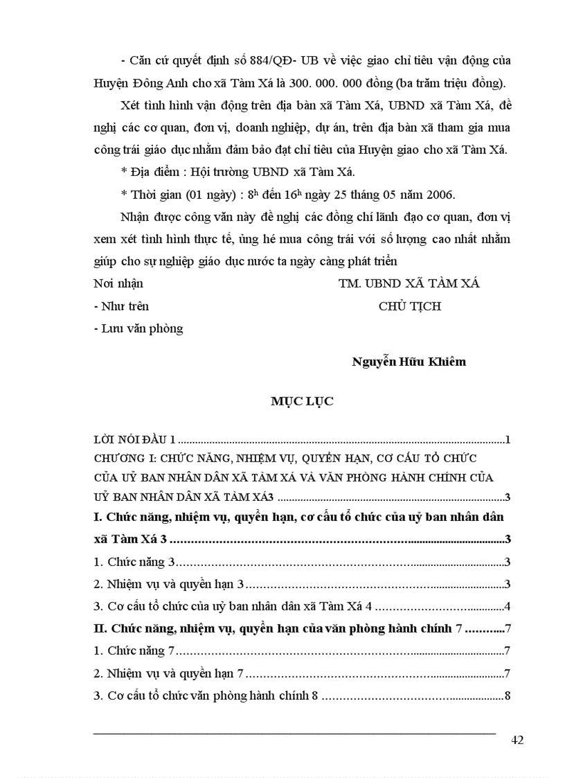 image for page Quá trình khảo sát, thực hiện công tác, văn thư, lưu trữ và quản trị văn phòng tại uỷ ban nhân dân xã Tàm Xá.