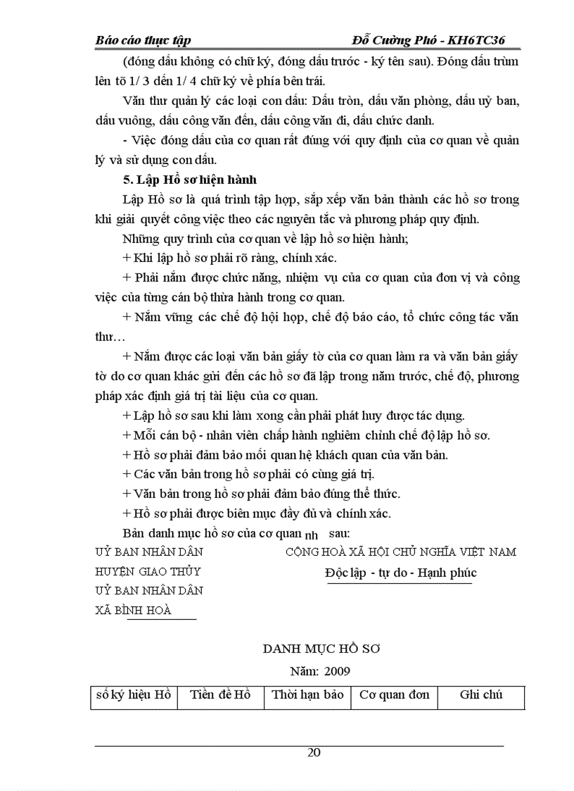 image for page Quá trình khảo sát, thực hiện công tác, văn thư, lưu trữ và quản trị văn phòng tại uỷ ban nhân dân xã Bình Hoà.
