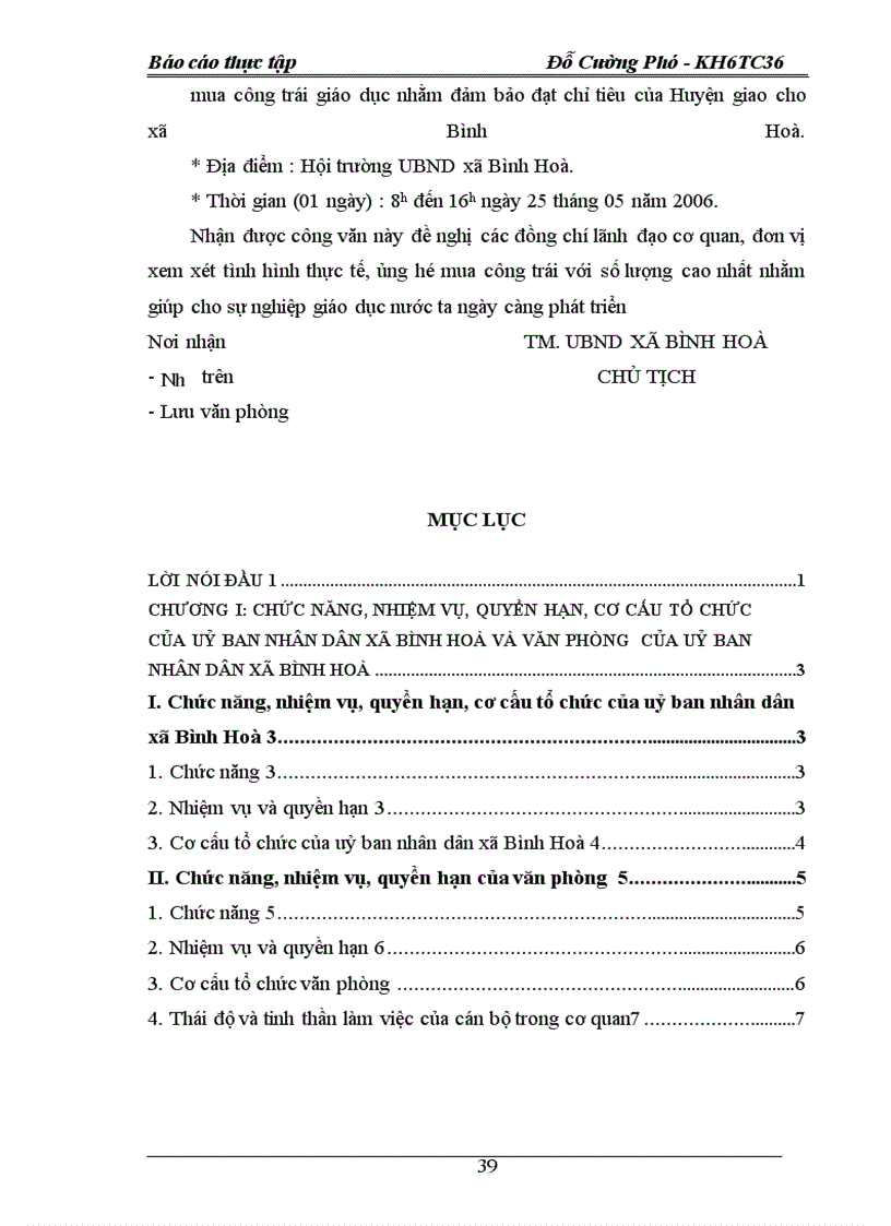 image for page Quá trình khảo sát, thực hiện công tác, văn thư, lưu trữ và quản trị văn phòng tại uỷ ban nhân dân xã Bình Hoà.