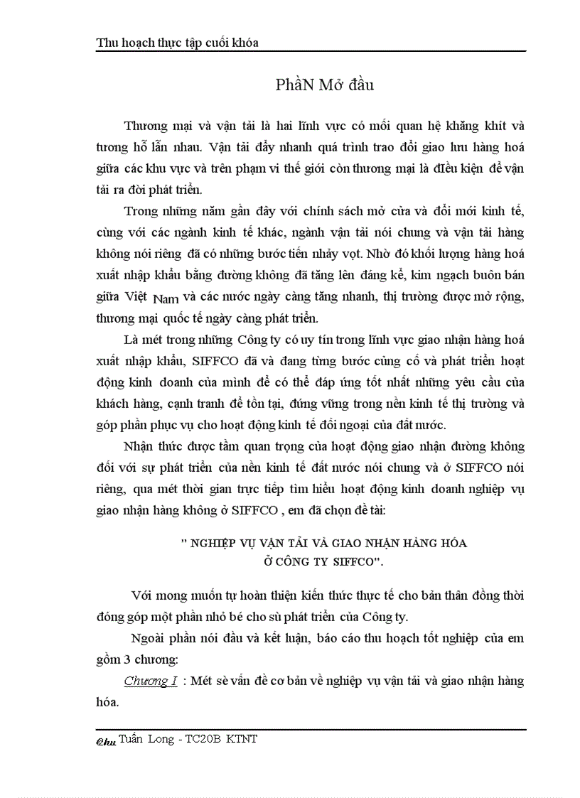 image for page Nghiệp vụ vận tải và giao nhận hàng hóa ở công ty siffco