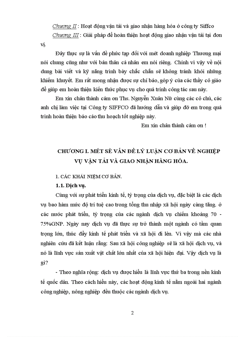 image for page Nghiệp vụ vận tải và giao nhận hàng hóa ở công ty siffco