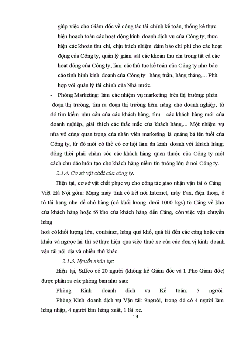 image for page Nghiệp vụ vận tải và giao nhận hàng hóa ở công ty siffco