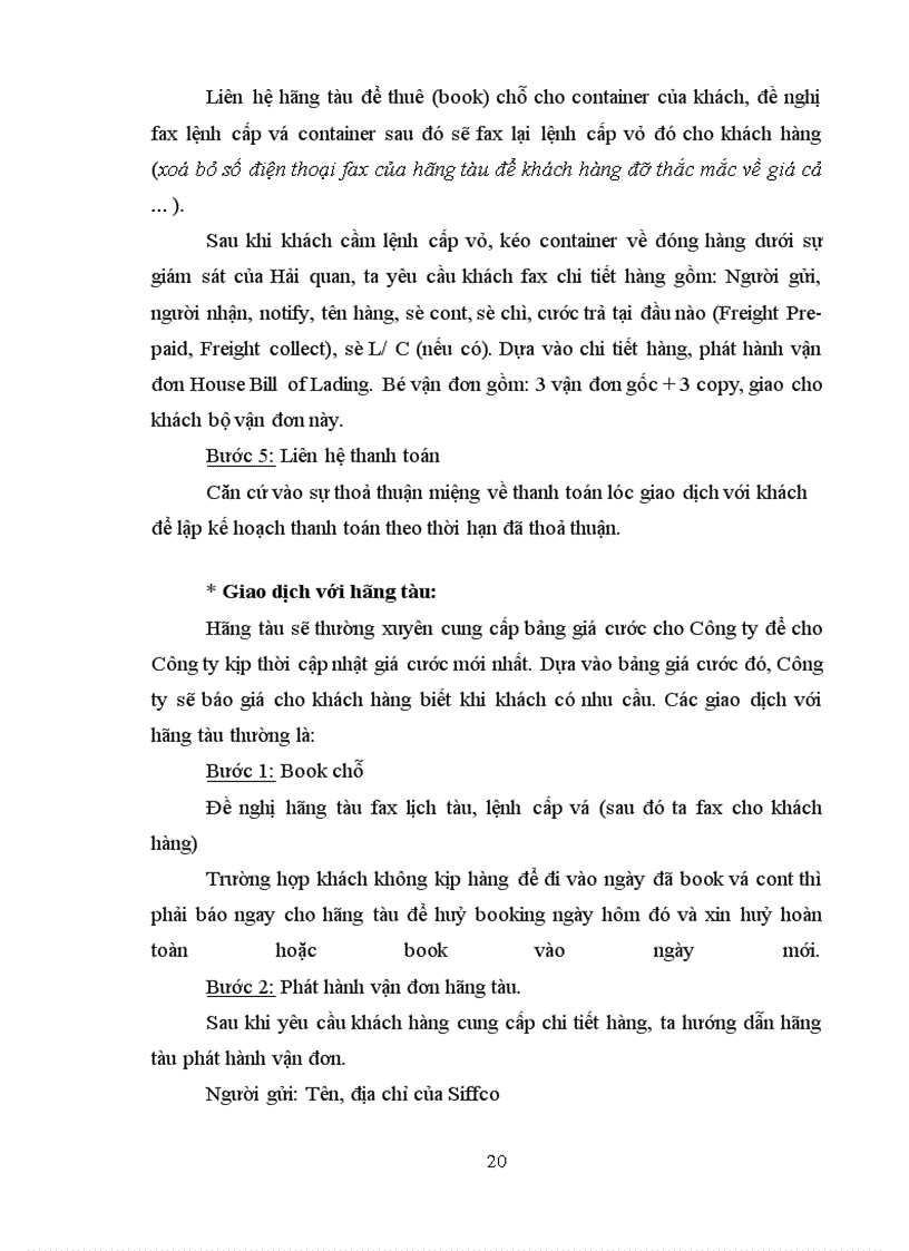 image for page Nghiệp vụ vận tải và giao nhận hàng hóa ở công ty siffco