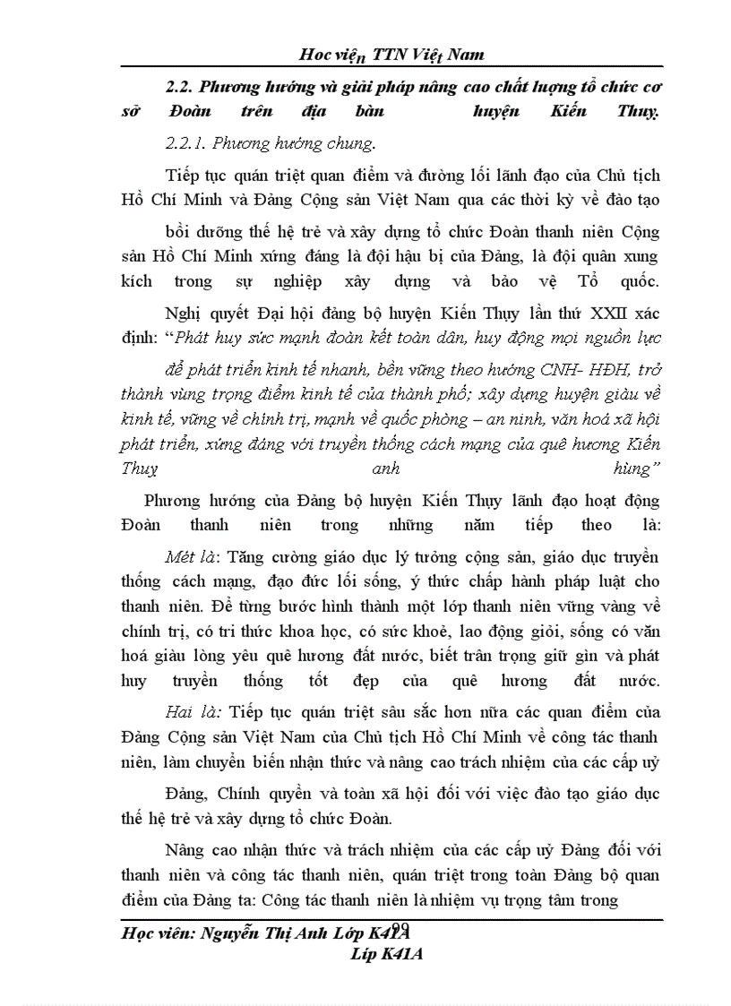 image for page Năng cao chất lượng hoạt động của Đoàn cơ sở trên địa bàn Huyện Kiến Thụy - Thành Phố Hải Phòng - Thực trạng và giải pháp