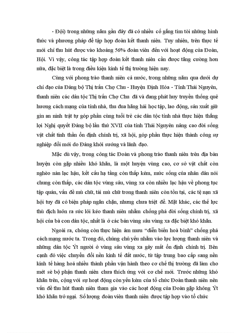 image for page Phương thức đoàn kết tập hợp thanh niên trên địa bàn thị trấn chợ chu - huyện định hóa - tỉnh thái nguyên thực trạng và giải pháp Giáo viên hướng dẫn