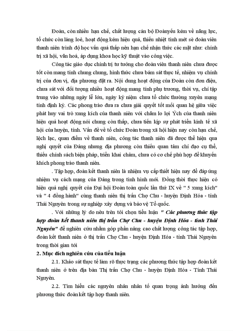 image for page Phương thức đoàn kết tập hợp thanh niên trên địa bàn thị trấn chợ chu - huyện định hóa - tỉnh thái nguyên thực trạng và giải pháp Giáo viên hướng dẫn