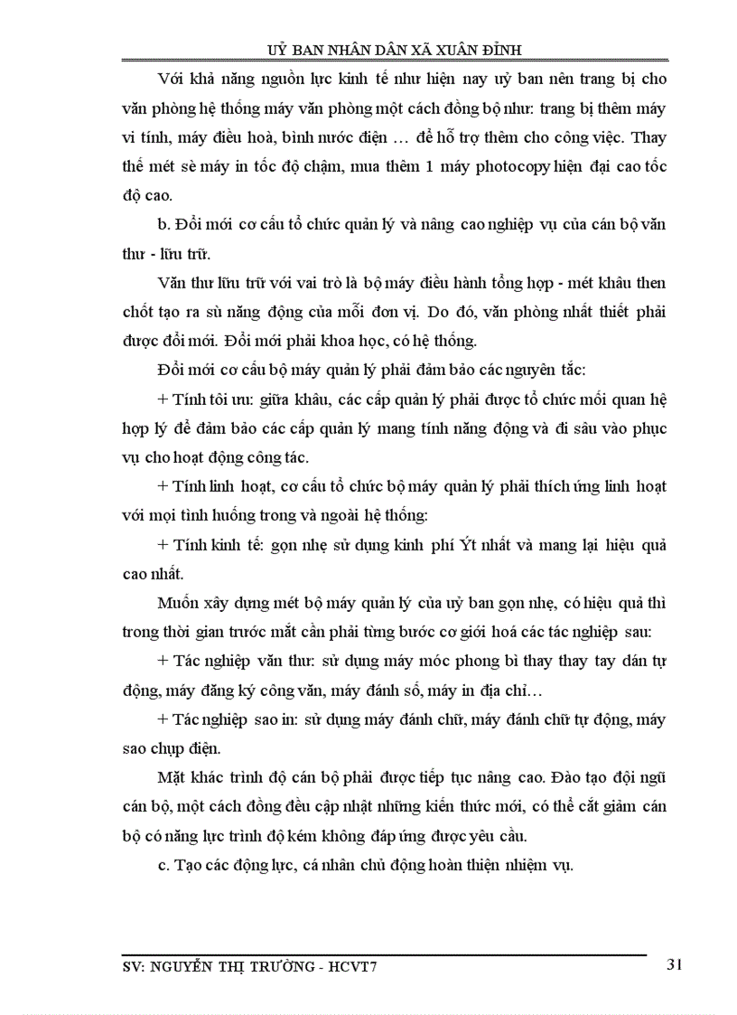 image for page Quá trình khảo sát, thực hiện công tác, văn thư, lưu trữ và quản trị văn phòng tại uỷ ban nhân dân x• Xuân Đỉnh.