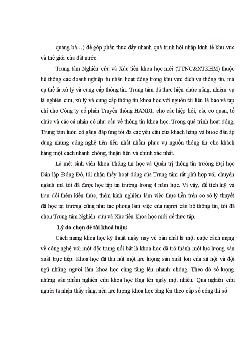 image for page Xây dựng Cơ sở dữ liệu quản trị các bài trích báo, tạp chí tại Trung tâm Nghiên cứu và Xúc tiến khoa học mới