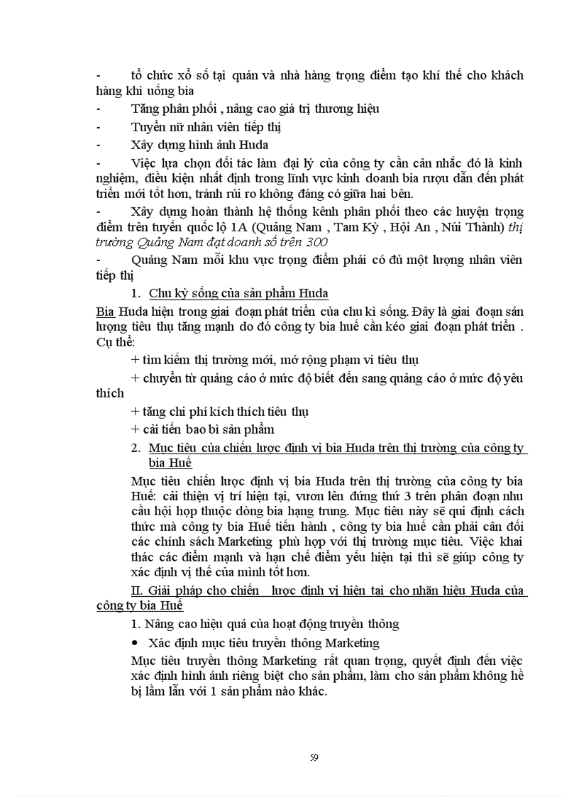 image for page Chiến lược định vị sản phẩm bia Huda trên thị trường của công ty bia Huế