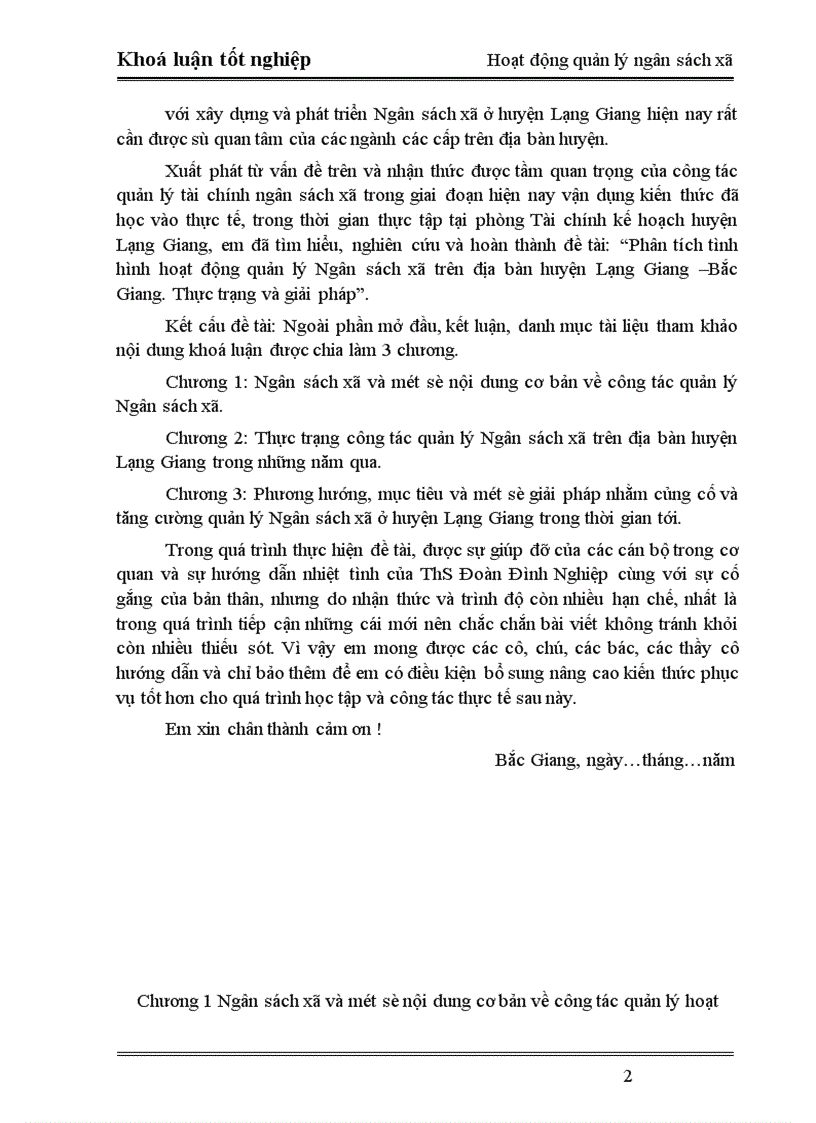 image for page Phân tích tình hình hoạt động quản lý Ngân sách xã trên địa bàn huyện Lạng Giang –Bắc Giang. Thực trạng và giải pháp