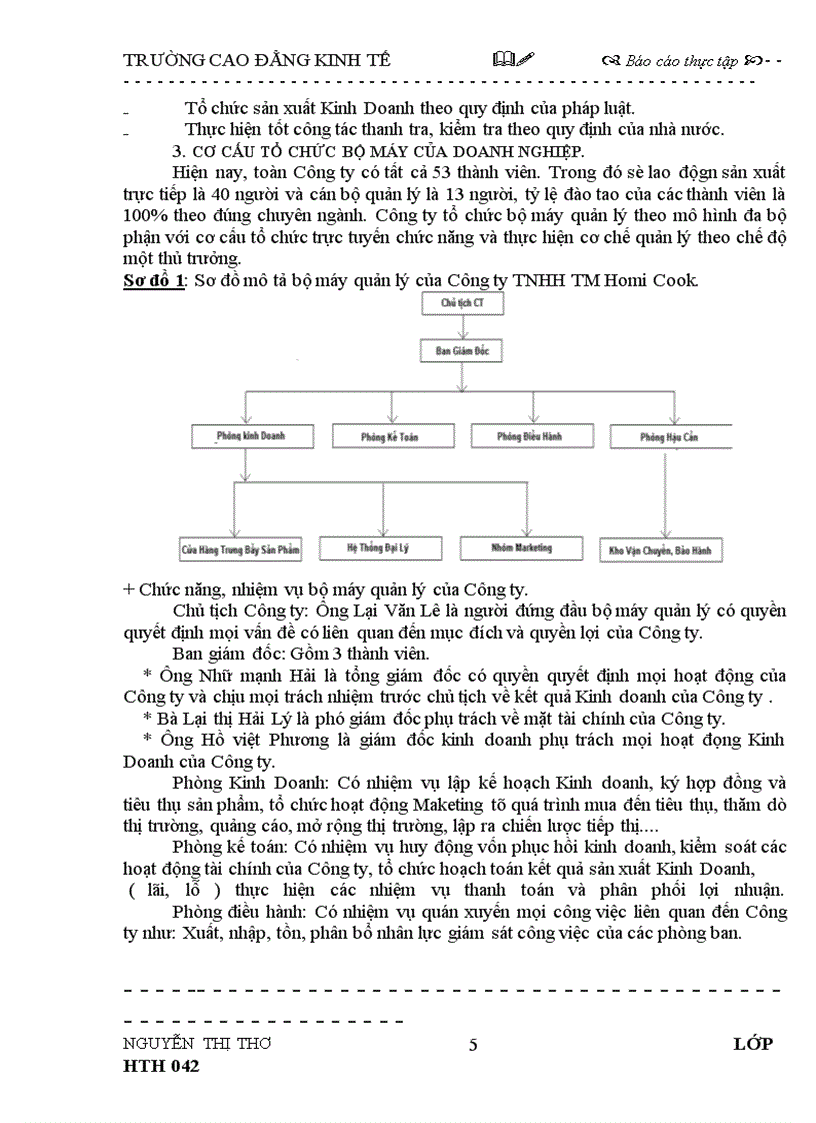 image for page Báo cáo thực tập tại Công ty TNHH TM Homi Cook
