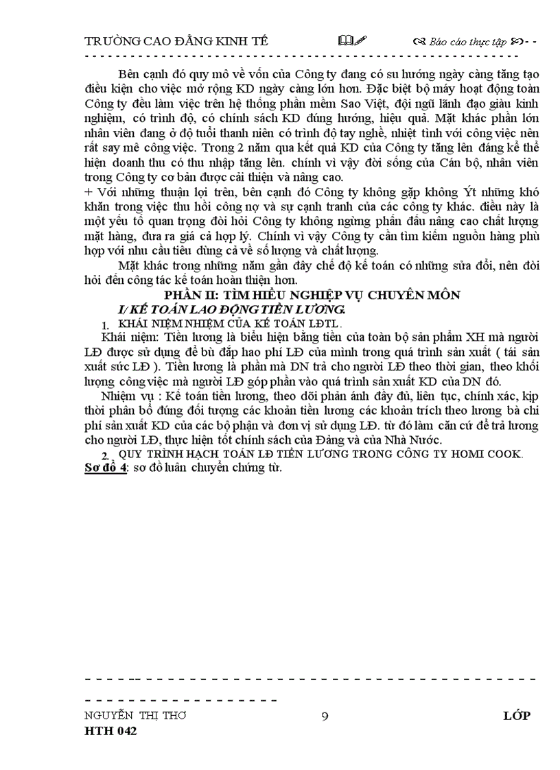 image for page Báo cáo thực tập tại Công ty TNHH TM Homi Cook