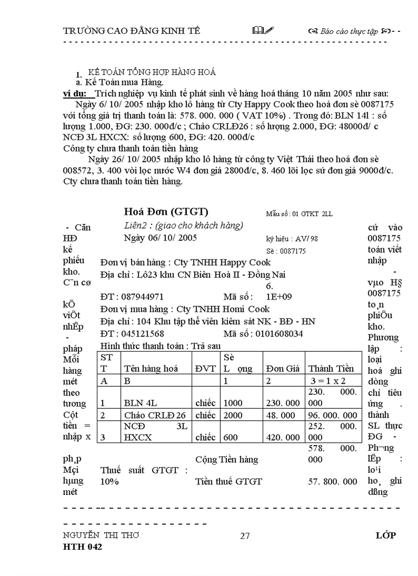 image for page Báo cáo thực tập tại Công ty TNHH TM Homi Cook
