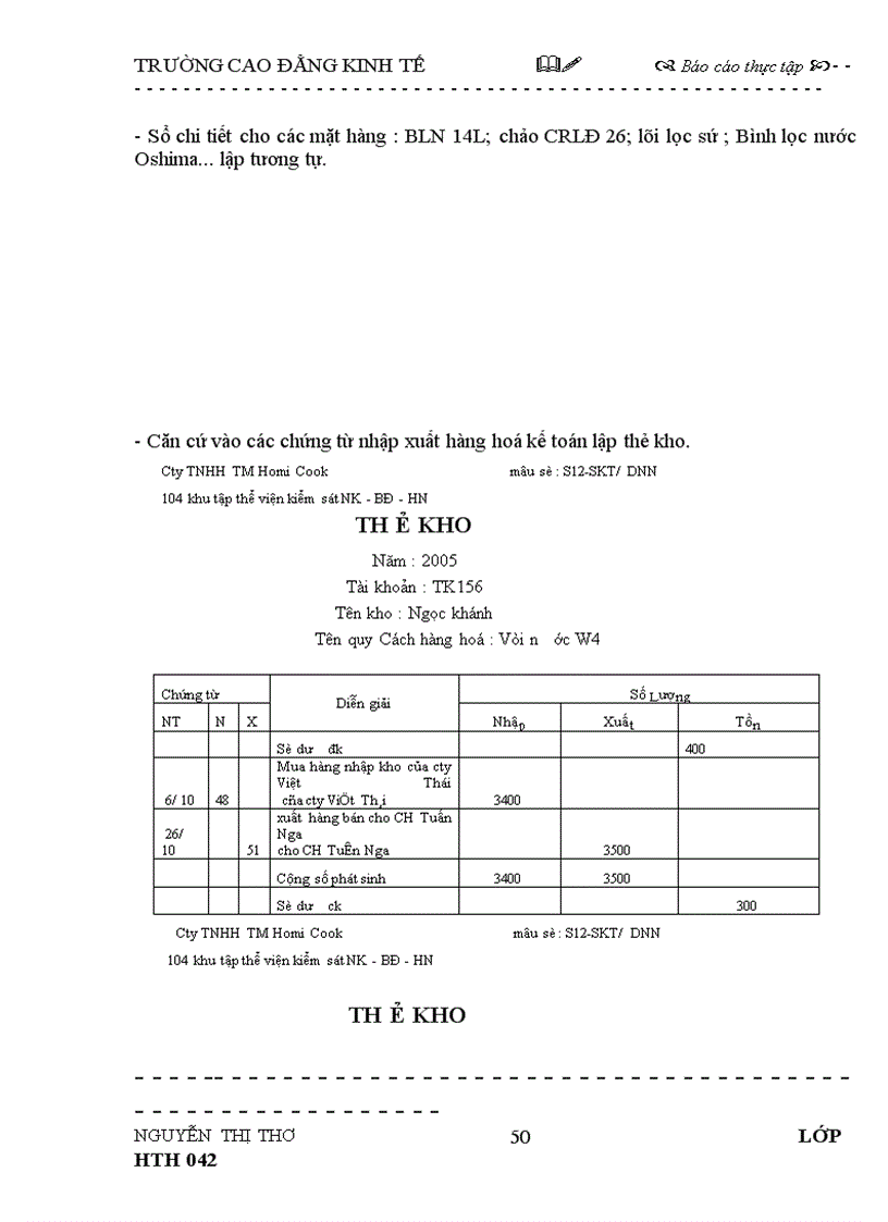 image for page Báo cáo thực tập tại Công ty TNHH TM Homi Cook