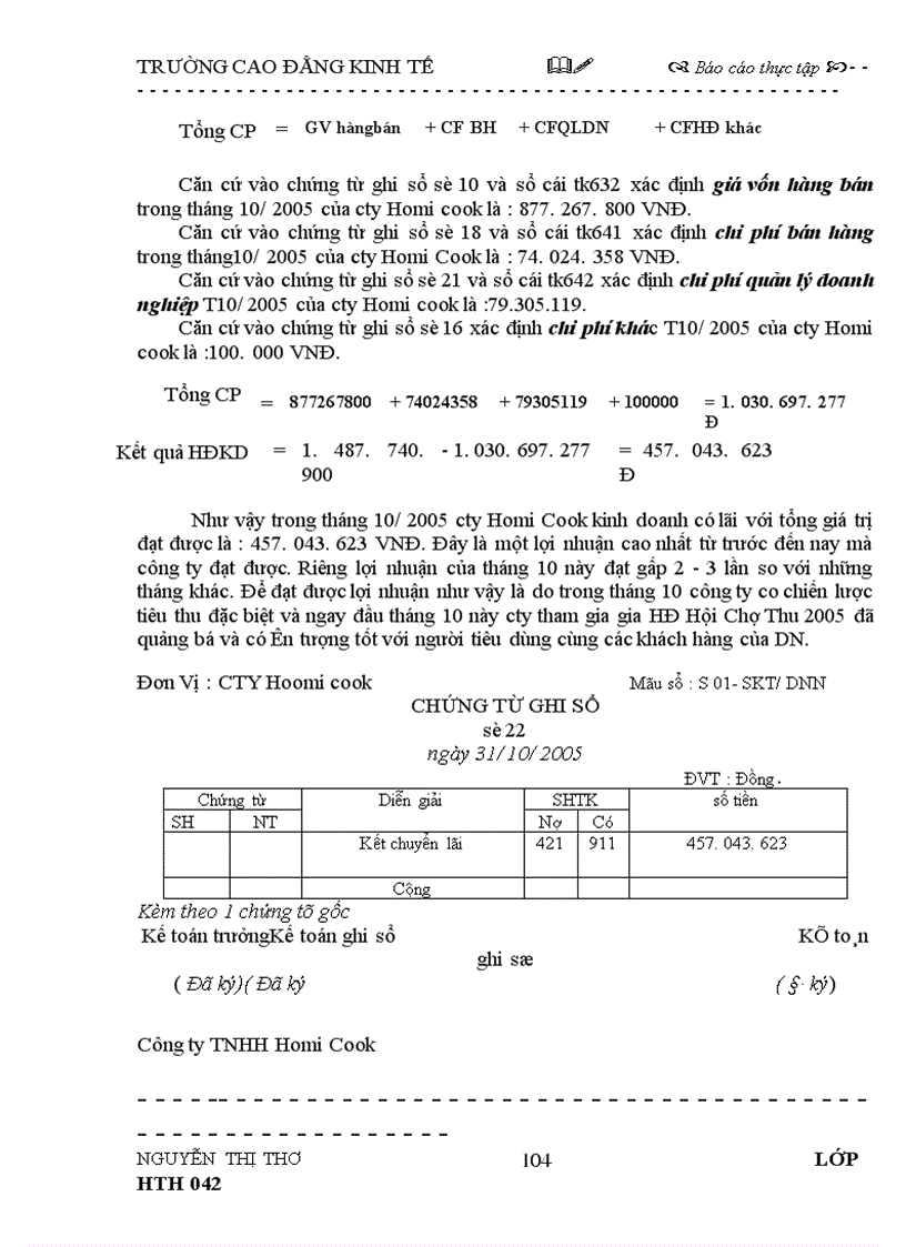 image for page Báo cáo thực tập tại Công ty TNHH TM Homi Cook