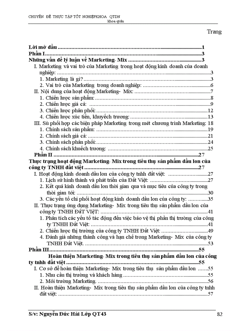 image for page Marketing- Mix trong tiêu thụ sản phẩm dầu lon ở Công ty TNHH Đất Việt